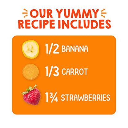 Happy Tot Organics Stage 4 Baby Food Pouches, Gluten Free, Vegan Snack, Super Bellies, Fruit & Veggie Puree, Banana, Carrot & Strawberry 4 Ounce (Pack of 16)