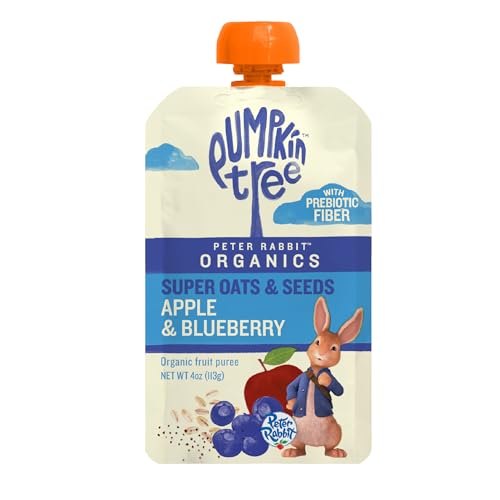 Peter Rabbit Organics SUPER Oats & Seeds, Apple & Blueberry, 4 oz Pouches, (Pack of 10)