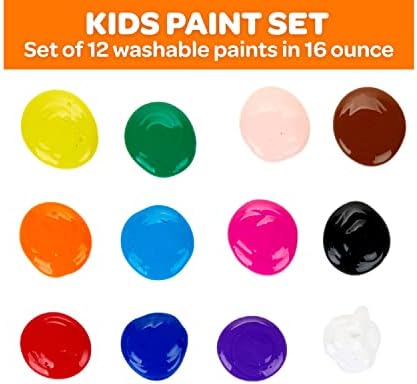 Crayola Washable Paint for Kids (12ct), Teacher Supplies, School Classroom Must Have, Bulk Paint Set, Nontoxic Kids Arts & Crafts Essentials, 16 Oz