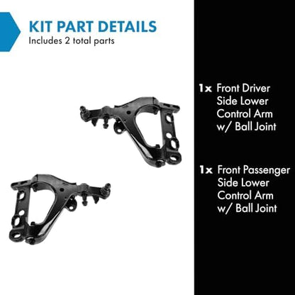 TRQ Front Lower Control Arm with Ball Joint Set Compatible with 2008-2009 Chevrolet Trailblazer GMC Envoy 2008 Isuzu Ascender Saab 9-7x