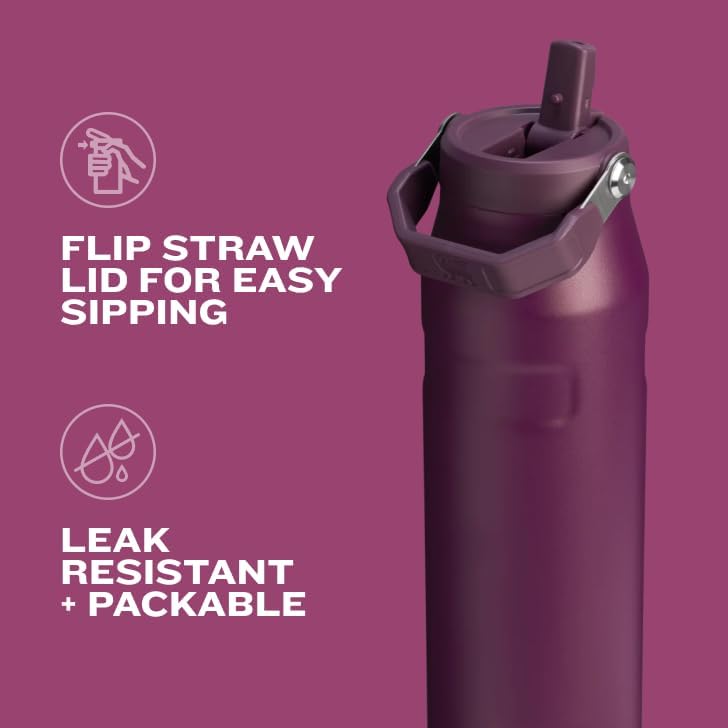 Stanley IceFlow Flip Straw 2.0 Water Bottle 16 OZ | Built-In Straw with Larger Opening | Lightweight & Leak-Resistant | Insulated Stainless Steel | BPA-Free | Azure