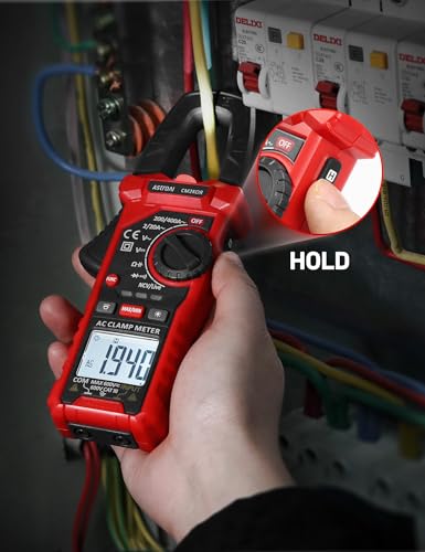 AstroAI Digital Clamp Meter Multimeter 2000 Counts Amp Voltage Tester Auto-ranging with AC/DC Voltage, AC Current, Resistance, Capacitance, Continuity, Live Wire Test, NCV, Black
