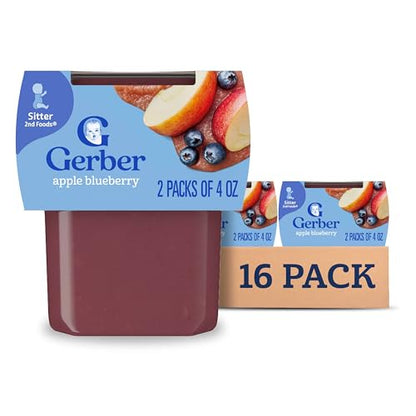 Gerber 2nd Foods Apple Blueberry, 4 Ounce Tubs, 2 Count (Pack of 8)