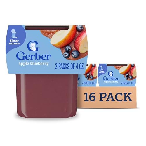 Gerber 2nd Foods Apple Blueberry, 4 Ounce Tubs, 2 Count (Pack of 8)