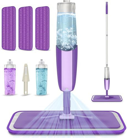 Spray Mops for Hardwood Floor Cleaning - MEXERRIS Microfiber Wood Floor Mop with 3 Reusable Washable Pads Refills Fit for Swiffer PowerMop,Spray Wet Jet Mops for Wood Laminate Ceramic Tiles