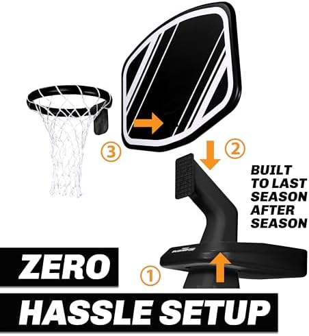 GoSports Splash Hoop PRO Swimming Pool Basketball Game - Includes Poolside Water Basketball Hoop, 2 Balls and Pump - Black