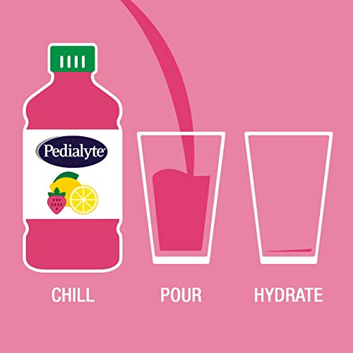 Pedialyte AdvancedCare Electrolyte Solution with PreActiv Prebiotics, Hydration Drink, Strawberry Lemonade, 1 Liter, 4 Count (Pack of 2)