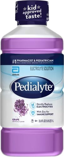 Pedialyte Electrolyte Solution, Grape, Hydration Drink, 1 Liter (Pack of 4)