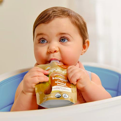 Happy Baby Organics Stage 2, Baby Food Pouches, Gluten Free, Vegan Snack, Nutty Blends, Fruit & Nut Butter Variety Pack (Pack of 8)