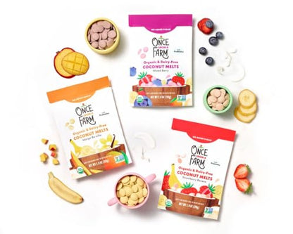 Once Upon A Farm Strawberry Banana Coconut Melts with Probiotics, Organic, Dairy Free, 1 Ounces (Pack Of 8)