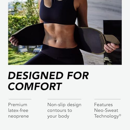 Sports Research® Sweet Sweat Waist Trimmer - Premium Sweat Enhancing Fitness Belt for Women & Men - 5 Adjustable Sizes