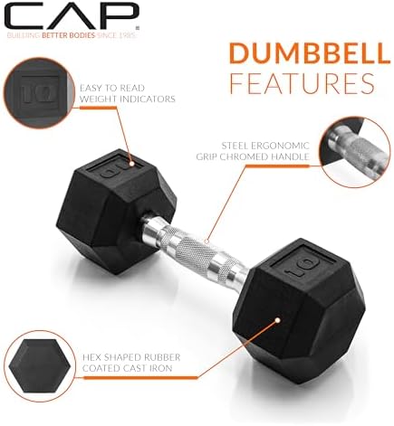 CAP Barbell Coated Hex Dumbbell Weight | Multiple Options