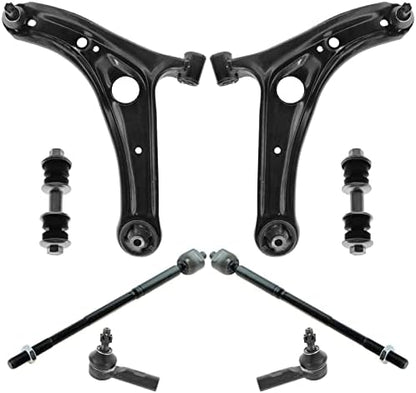TRQ Front Steering & Suspension Kit Control Arm with Ball Joint Sway Bar Stabilizer Link Tie Rod Compatible with 2003 Toyota Echo