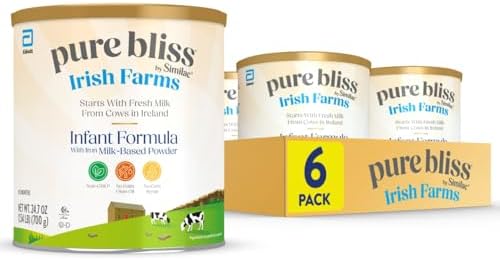 Pure Bliss Irish Farms, Easy-to-Digest Baby Formula, Infant Formula, 0-12 Months, 24.7-oz Can, Pack of 6
