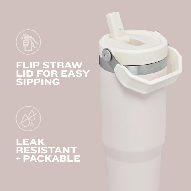 Stanley IceFlow Flip Straw Tumbler with Handle 30 oz | Twist On Lid and Flip Up Straw | Leak Resistant Water Bottle | Insulated Stainless Steel |BPA-Free | Pomelo