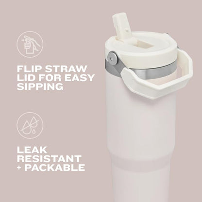 Stanley IceFlow Flip Straw Tumbler with Handle 30 oz | Twist On Lid and Flip Up Straw | Leak Resistant Water Bottle | Insulated Stainless Steel |BPA-Free | Pomelo