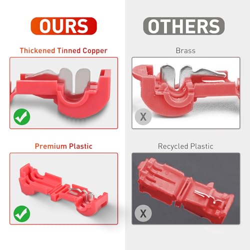 Nilight 480PCS/80 Pairs T-Tap Wire Connectors Self-Stripping Quick Splice Electrical Wire Terminals Insulated Male Quick Disconnect Spade Terminals Assortment Kit with Storage Case, 2 Years Warranty