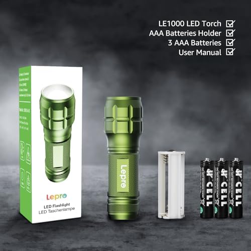 Lighting EVER LED Flashlights High Lumens, Small Flashlight, Waterproof, Adjustable Focus Flash Light for Outdoor, Emergency, Camping, AAA Batteries Included, 2 Pack