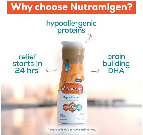 Enfamil Nutramigen Hypoallergenic Baby Formula with Iron, Lactose Free, Colic Relief from Cow's Milk Allergy Starts in 24 Hours, Brain Building DHA, Probiotic LGG for Immune Support, 32 Fl Oz, 6 Count