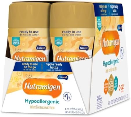 Enfamil Nutramigen Hypoallergenic Baby Formula with Iron, Lactose Free, Colic Relief from Cow's Milk Allergy Starts in 24 Hours, Brain Building DHA, Concentrated Liquid, 8 Fl Oz, 24 Bottles