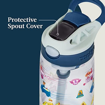 Contigo Paw Patrol Kids 14oz Plastic Water Bottles Aubrey Design with Spill-Proof Lid Silicone Straw 2-Pack Convenient for Travel/Home/School Use Dishwasher Safe