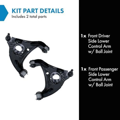 TRQ Front Lower Control Arm with Ball Joint Set Compatible with 2006-2010 Dodge Ram 1500 2011-2012 Ram 1500