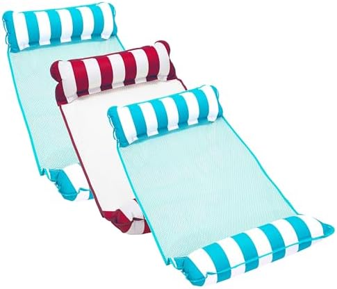 Aqua 4-in-1 Monterey Hammock Pool Float & Water Hammocks, 1-2-3-4 Multipacks – Multiple Colors/Styles – for Adults and Kids Floating