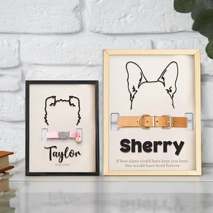 Dog Collar Memorial Frame, Custom Dog Ear Frame Art, Pet Collar Holder, Dog Ear Sign, Pet Bereavement Gifts, Pet Memorial Frame, Dog Lover Gift, Dog Memorial Gifts For Loss Of Dog