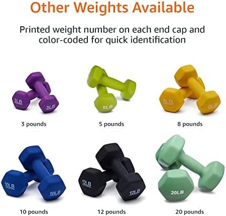Amazon Basics Neoprene Dumbbell Hand Weights for Exercise and Muscle Toning