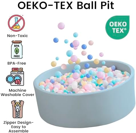 Ball Pit for Toddlers 35.43''x11.81 Baby Ball Pits Soft Memory Foam Ball Pit Round Kids Ball Pit Indoor Game Kids Play Ball Pool Ideal Gift for Girls and Boys (Lightblue, NO Balls)