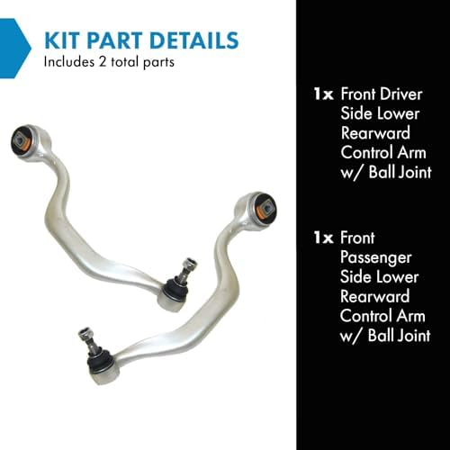 TRQ Front Lower Control Arm with Ball Joint Set Compatible with 1997-2003 BMW 540i 2000-2003 M5