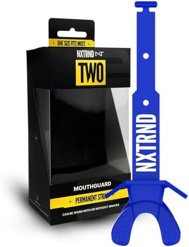 Nxtrnd Two Football Mouth Guard, Football Mouthpiece with Strap, Fits Adult & Youth (Blue)