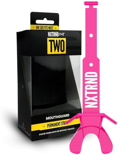 Nxtrnd Two Football Mouth Guard, Football Mouthpiece with Strap, Fits Adult & Youth (Pink)
