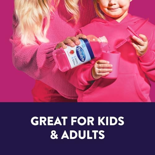Pedialyte Electrolyte Drink, Hydration Drinks for Kids & Adults, Strawberry, Liter, Pack of 8