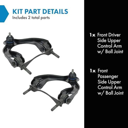 TRQ Front Upper Control Arm with Ball Joint Set Compatible with 1994-2001 Acura Integra 1992-1995 Honda Civic 1993-1997 Civic del Sol