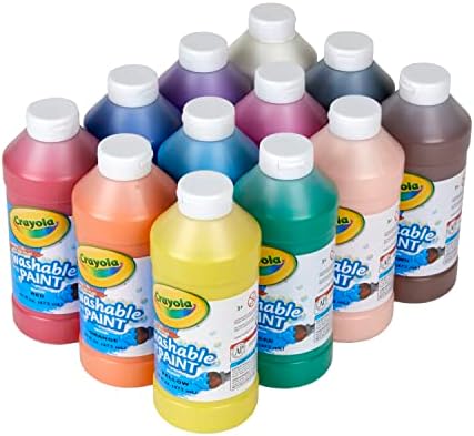 Crayola Washable Paint for Kids (12ct), Teacher Supplies, School Classroom Must Have, Bulk Paint Set, Nontoxic Kids Arts & Crafts Essentials, 16 Oz