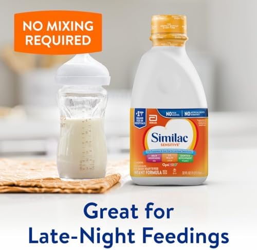 Similac Sensitive Infant Formula, for Fussiness & Gas Due to Lactose Sensitivity, Ready-to-Feed Baby Formula, 32-fl-oz Bottle, Pack of 6