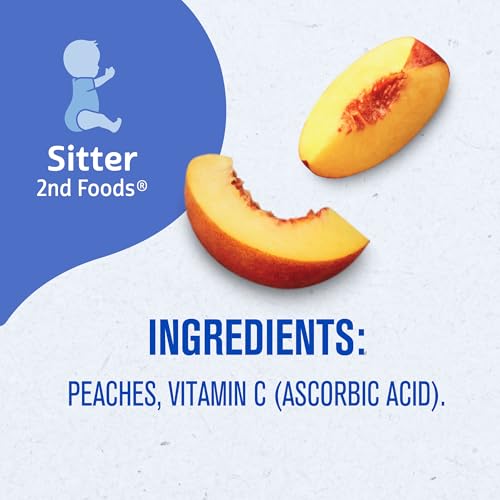 Gerber 2nd Food Baby Food Peach Puree, Natural & Non-GMO, 4 Ounce Tubs, 2-Pack (Pack of 8)