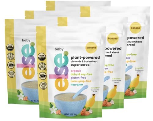 Else Nutrition Baby Cereal Stage 1 for 6 months+, Plant Protein, Organic, Whole foods, Vitamins and Minerals (Banana 6 Pack)