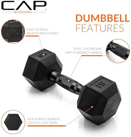 CAP Barbell Coated Dumbbell Weight | Multiple Options Pairs & Sets