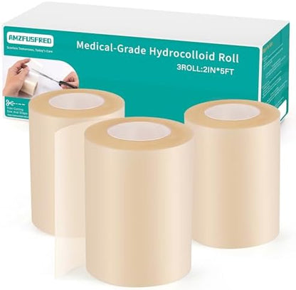 Upadated Hydrocolloid Bandages,2in*5ft Hydrocolloid Roll for Wound Care,Medical-Grade Hydrocolloid Patch Bandages with Self-Adhesive, Flexible & Waterproof DIY Size & Shape (2in*15ft)