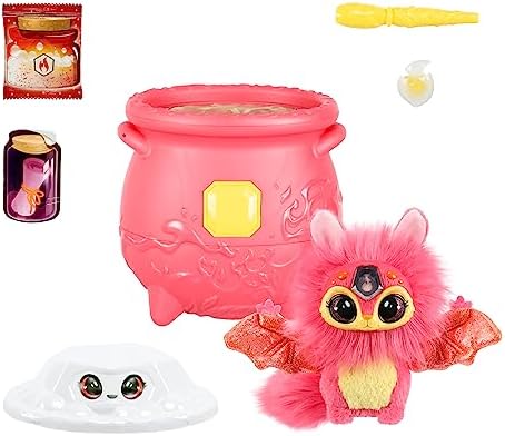 Magic Mixies Magical Gem Surprise Fire Magic Cauldron - Reveal a Non-Electronic Mixie Plushie and Magic Ring with a pop up Reveal from The Fizzing Cauldron Medium