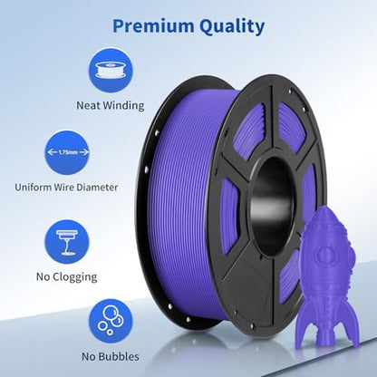 ANYCUBIC PLA Filament 1.75mm Bundle, 3D Printing PLA Filament 1.75mm Dimensional Accuracy +/- 0.02mm, 1KG Spool (2.2 lbs), 2KG Purple + Green