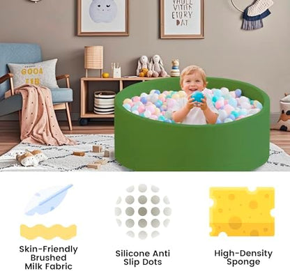 Ball Pit for Toddlers 47.24''x15.75'' Baby Ball Pits Round Foam Ball Pits Lagre Kids Ball Pit Kids Play Ball Pool Ideal Gift for Children (Green, NO Balls)
