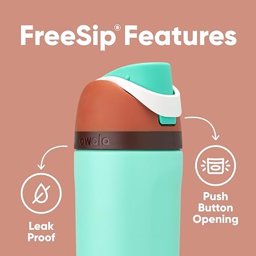 Owala Kids FreeSip Insulated Stainless Steel Water Bottle with Straw for Sports, Travel, and School BPA-Free Sports Water Bottle, 16 oz, Mint Chocolate