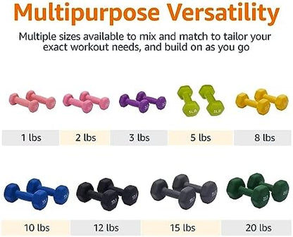 Amazon Basics Neoprene Dumbbell Hand Weights for Exercise and Muscle Toning