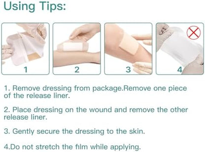 Dimora Silicone Foam Dressing with Border Adhesive 4"x4" Wound Dressing First Aid Bandage for Wound Care 10 Pack