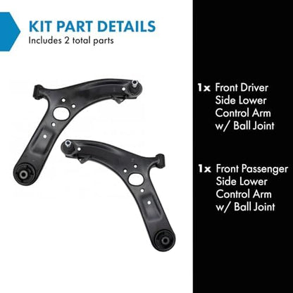 TRQ Front Lower Control Arm with Ball Joint Set Driver & Passenger Side Lower Compatible with 2012-2017 Hyundai Accent