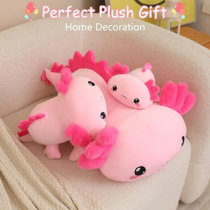SQEQE Weighted Axolotl Plush, Weighted Axolotl Stuffed Animal, Cute Plushies Soft Pink Pillow Toy Gift for Kids Adults 23.6 Inch, 3.1 Lbs
