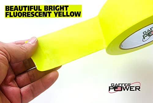 Gaffer Power Real Professional Grade Gaffer Tape, Made in The USA, Yellow Fluorescent 2 Inches by 30 Yards, UV Blacklight Reactive Fluorescent Heavy, Non-Reflective, Better Than Neon Yellow Duct Tape
